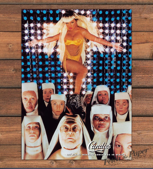 Candie's Lil' Kim "Lunch Box In Black" Rapper Nuns Print Ad 1998 1990s