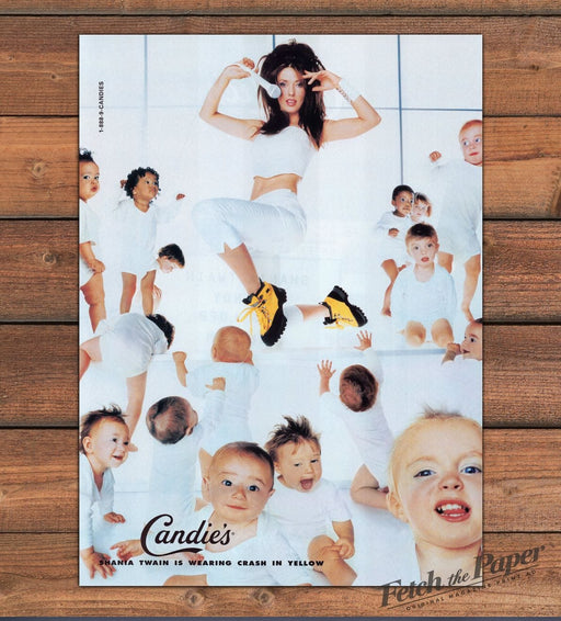 Candie's Shania Twain Singer Crash In Yellow Boots Babies Print Ad 1998 1990s