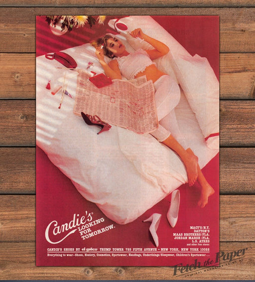 Candie's Shoes 1980s Print Advertisement Ad 1985 Legs Model on Bed