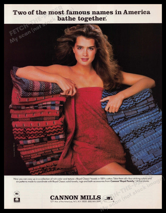 Cannon Mills Towels Brooke Shields 1980s Print Ad 1984 In Towel Beautiful Linens Fetch-the-Paper