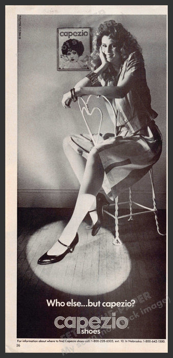 Capezio Shoes 1980s Print Advertisement 1982 Sitting on a Chair Fetch-the-Paper