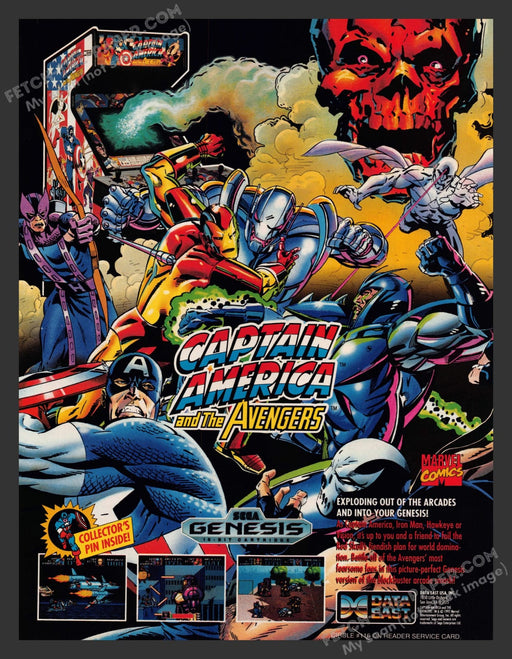 Captain America and the Avengers Video Game 1990s Print Advertisement Ad 1992