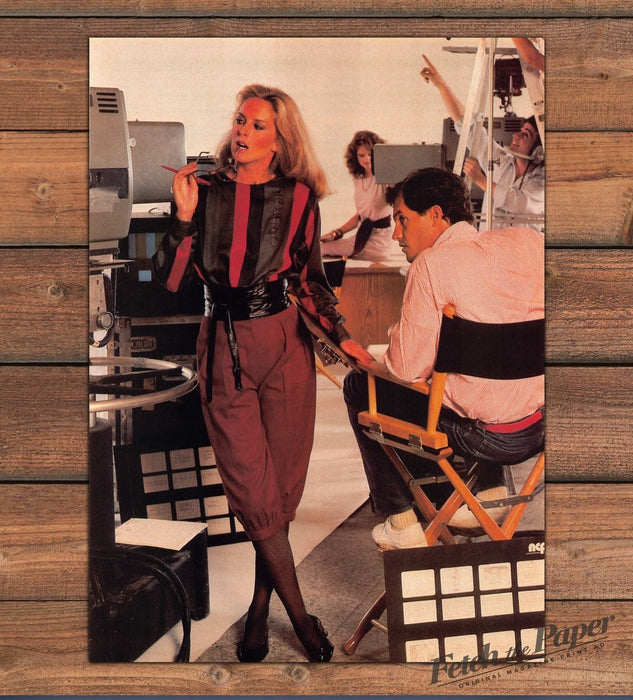 Career Power Woman Film Set Clapboard Striped Blouse Magazine Photo 1981 1980s