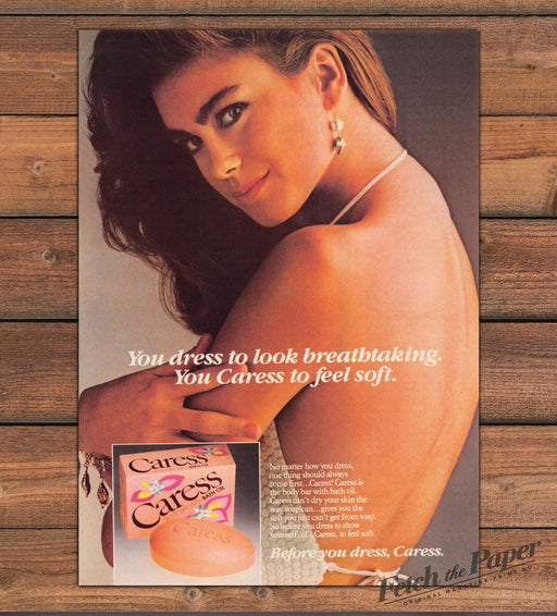 Caress Body Bar Kathy Ireland 1980s Print Advertisement Ad 1984