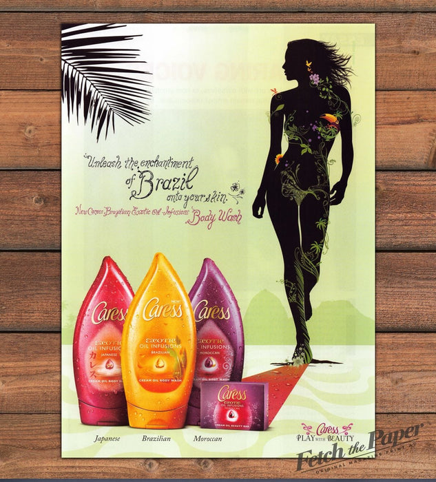 Caress Brazilian Body Wash Sensual Silhouette Print Ad 2008 2000s