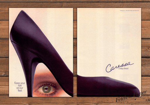 Caressa Shoes 1980s Print Advertisement Ad (2 pages) 1983