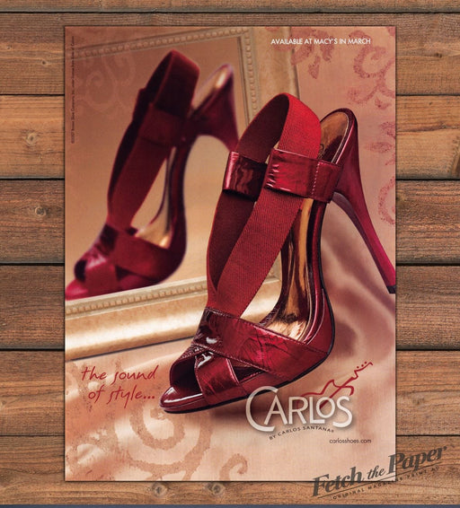 Carlos Santana Red Patent Peep Toe High Heel Shoe Mirror Print Ad 2008 2000s