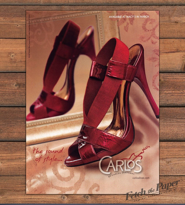 Carlos Santana Red Patent Peep Toe High Heel Shoe Mirror Print Ad 2008 2000s