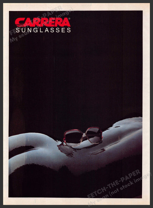 Carrera Sunglasses 1980s Magazine Print Ad 1981 Backside Silhouette Fetch-the-Paper