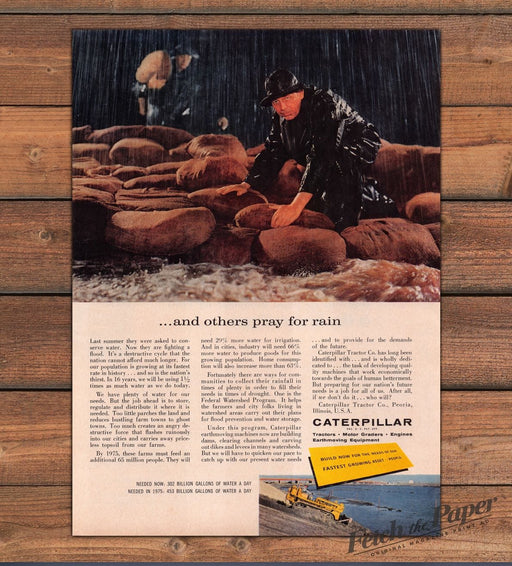 Caterpillar Earthmoving Machines 1950s Print Advertisement Ad 1959 Rainwater