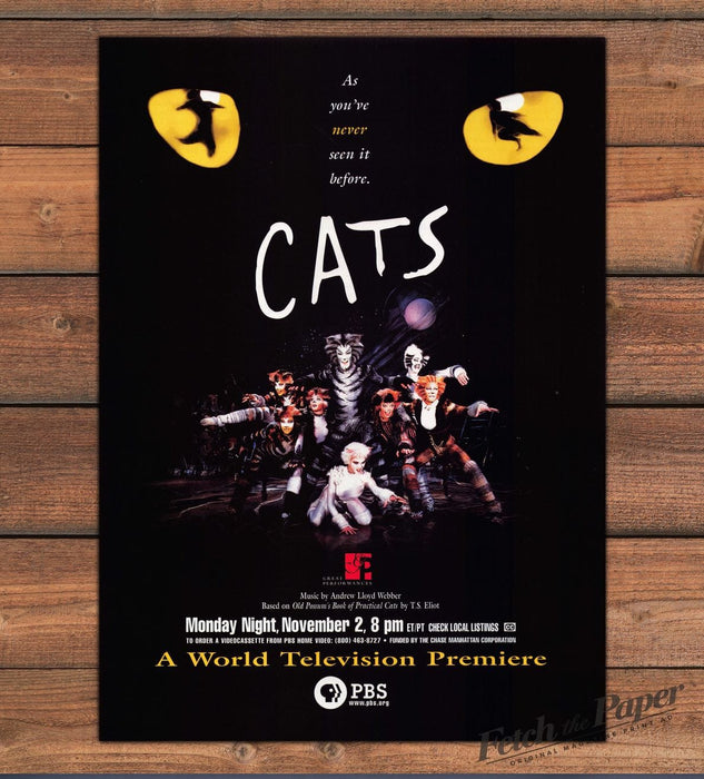 CATS Musical PBS Great Performances World TV Premiere Print Ad 1998 1990s