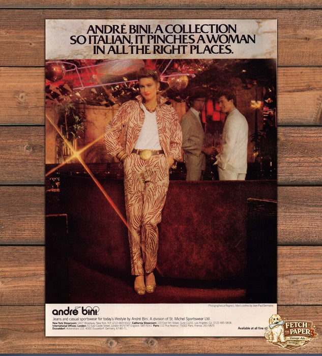 Andre Bini 1980s Pinches A Woman In All The Right Places Magazine Print Ad 1981