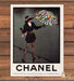 Chanel Floral Umbrella Black Mini Dress Wide Hat Pier Print Ad 1988 1980s (2pgs)