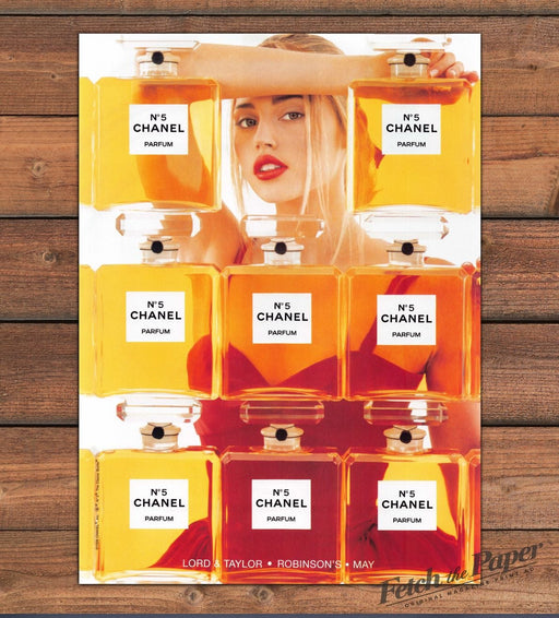 Chanel No. 5 Parfum Model Estella Warren Red Lips Print Ad 1998 1990s