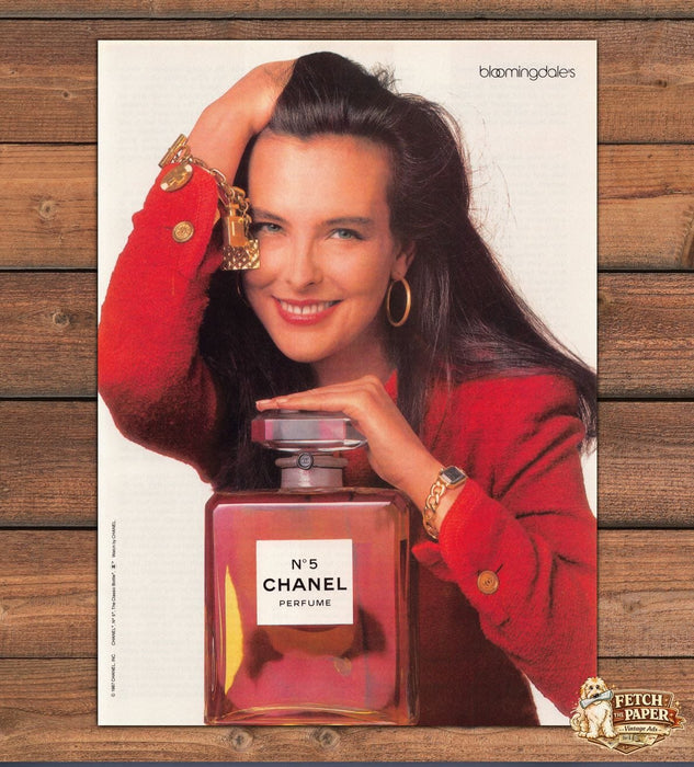 Chanel No 5 Perfume Bloomingdales Red Sweater Charm Bracelet Print Ad 1988 1980s
