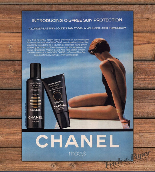 Chanel Soleil Oil Free Sun Protection Bronzing Mist Diving Print Ad 1988 1980s