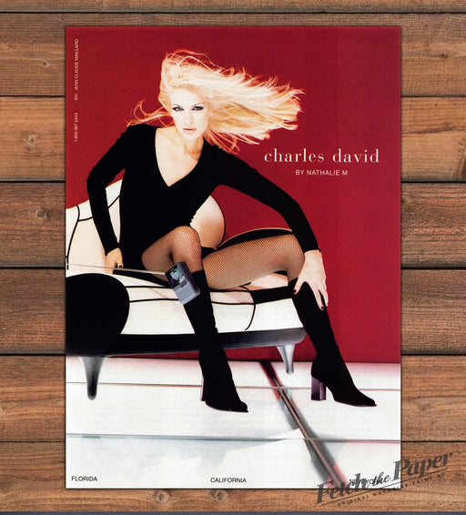 Charles David By Nathalie M Fishnets Suede Boots Print Ad 1997 1990s