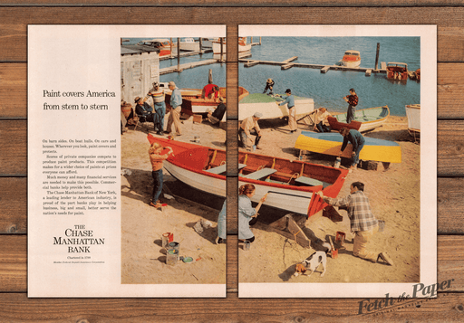 Chase Manhattan Bank Paint Covers America Boats Print Ad 1959 1950s (2pgs)
