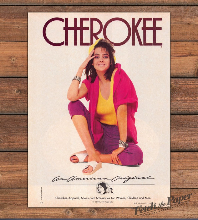 Cherokee Girl Yellow Cap Pink Jacket Purple Pants Sandals Print Ad 1985 1980s