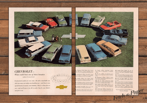 Chevrolet Impala Corvette El Camino Wagons Circle Print Ad 1959 1950s (2pgs)