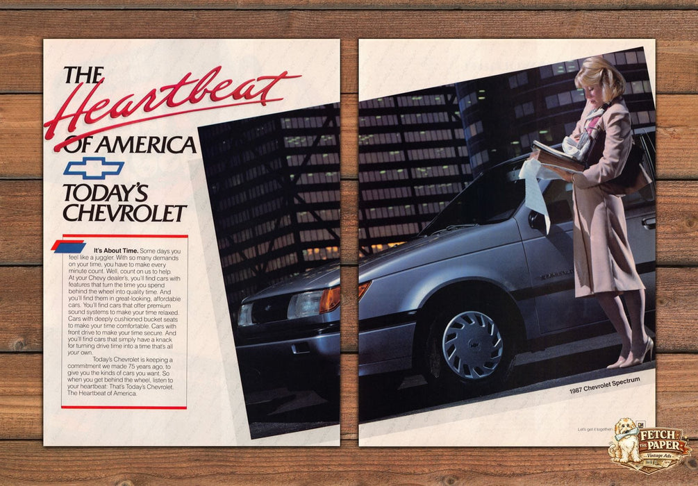Chevrolet Spectrum Heartbeat of America Businesswoman Print Ad 1986 1980s (2pgs)