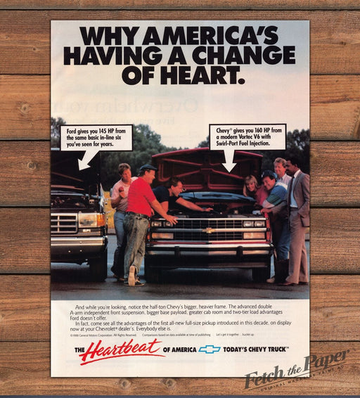 Chevy Truck Change Of Heart Ford Comparison Vortec V6 Print Ad 1988 1980s