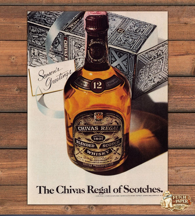 Chivas Regal Scotch Whisky Season's Greetings Gift Box Print Ad 1978 1970s