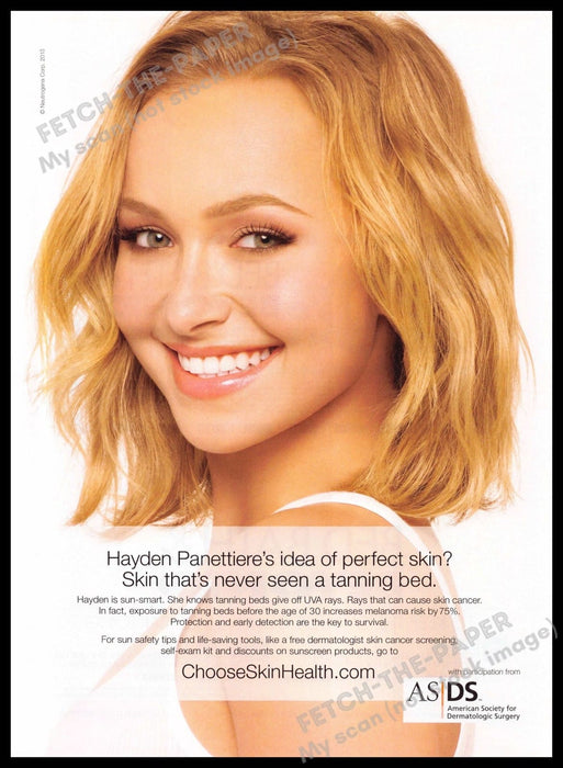 Choose Skin Health 2010s Magazine Print Ad 2013 Hayden Panettiere Tanning