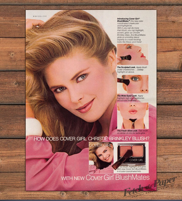 Christie Brinkley Cover Girl BlushMates Sculpted Look Print Ad 1981 1980s