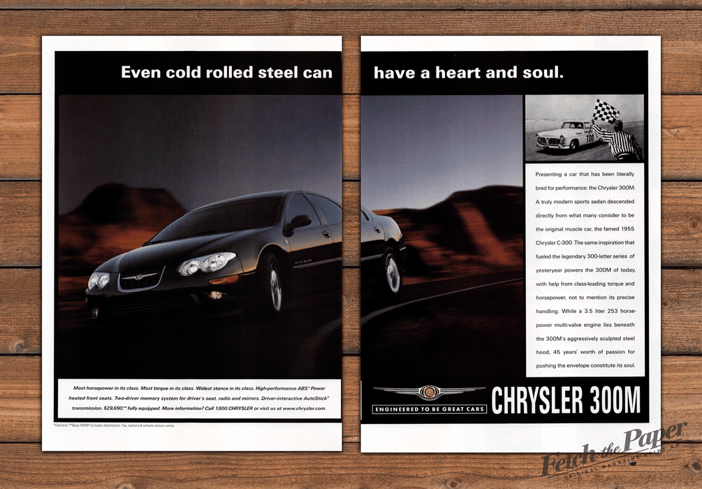 Chrysler 300M Even Cold Rolled Steel Heart and Soul Print Ad 1999 1990s (2pgs)