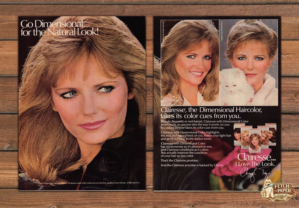 Clairesse by Clairol Cheryl Tiegs Hair Color Print Ad 1981 1980s
