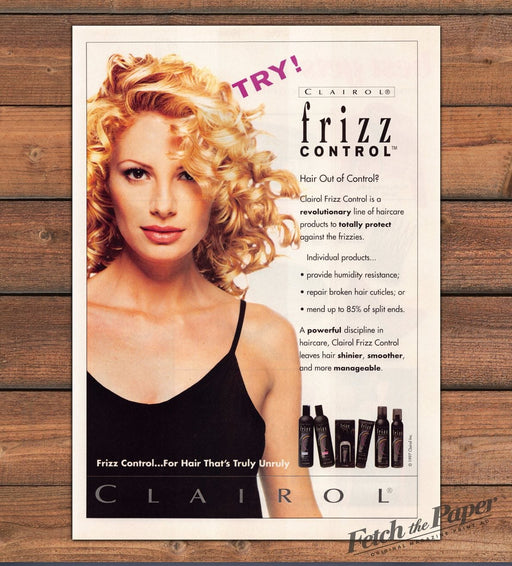 Clairol Frizz Control Curly Blonde Hair Haircare Bottles Print Ad 1997 1990s