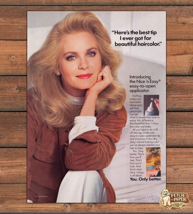Clairol Nice 'n Easy Haircolor Applicator Blonde Model Print Ad 1988 1980s