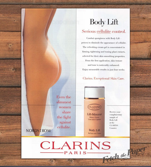 Clarins Paris Cellulite Body Lift Bare Butt 1990s Print Advertisement Ad 1996