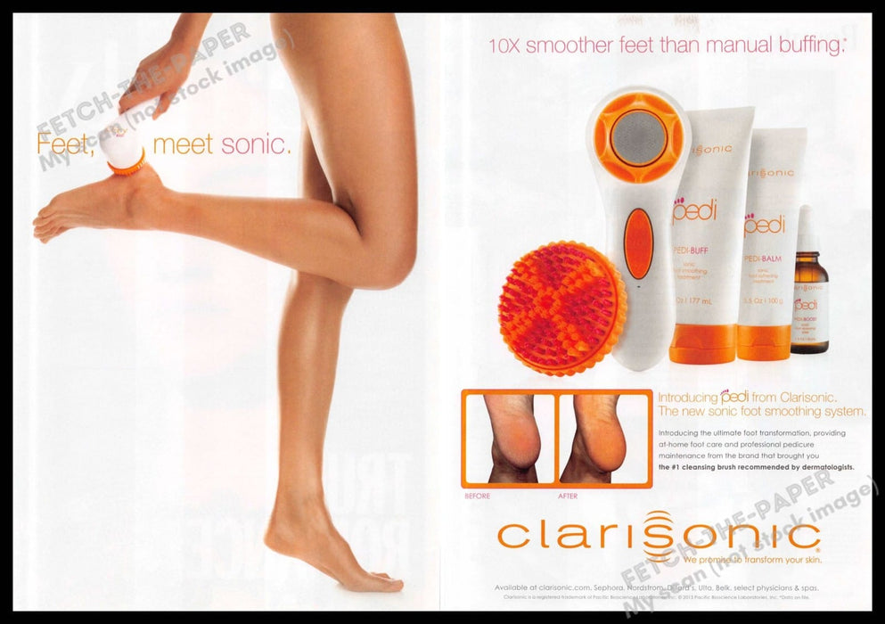 Clarisonic 2010s Print Ad (2 page) 2013 Legs Feet Heels Smoother Skin Buffing
