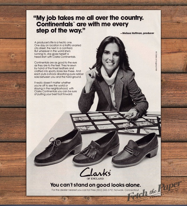 Clarks Continentals Shoes Melissa Hoffman Producer Print Ad 1981 1980s