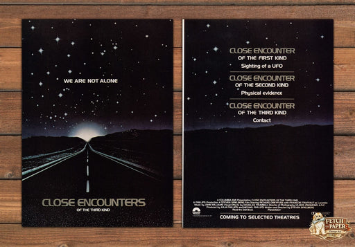 Close Encounters Third Kind Movie Not Alone Print Ad 1977 1970s (2pgs)