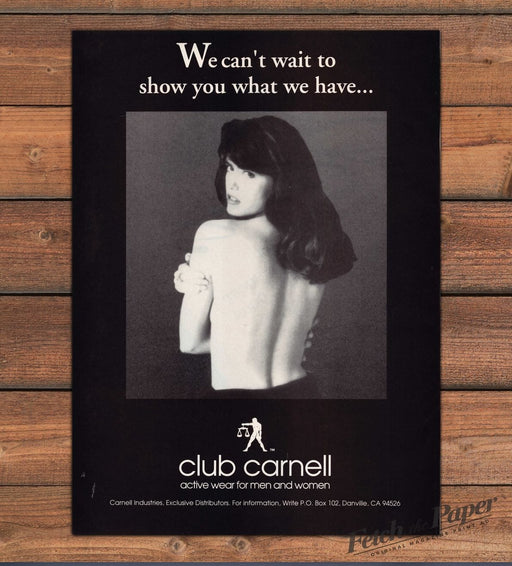 Club Carnell Active Wear Bare Back Black And White Print Ad 1993 1990s