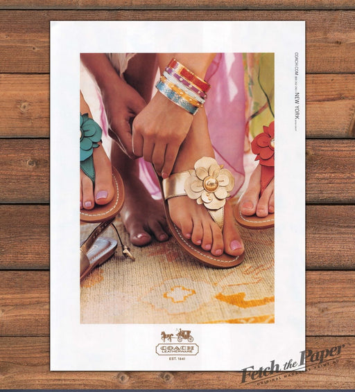 Coach Gold Flower Thong Sandals Bangle Bracelets Bare Feet Print Ad 2008 2000s