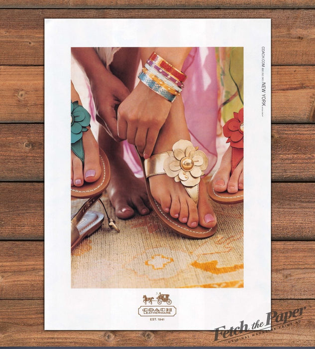 Coach Gold Flower Thong Sandals Bangle Bracelets Bare Feet Print Ad 2008 2000s