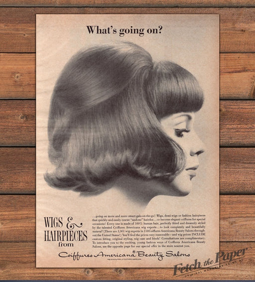Coiffures Americana Wigs Hairpieces Bouffant Profile Hairdo Print Ad 1965 1960s