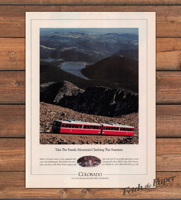 Colorado Pikes Peak Cogway Train Mountain Family Print Ad 1993 1990s