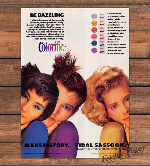 Colorific Hair Color Gel Vidal Sassoon Spiky Big Hair Print Ad 1986 1980s