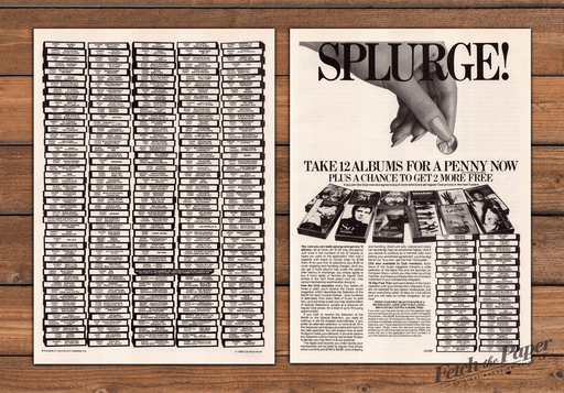 Columbia House Splurge 12 Albums For Penny Records Print Ad 1986 1980s (2pgs)