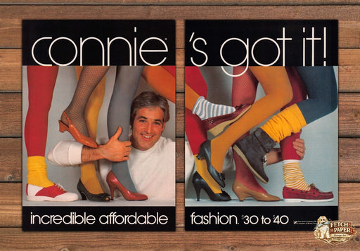 Connie Shoes Lots of Legs 1980s Print Advertisement Ad (2 pages) 1983