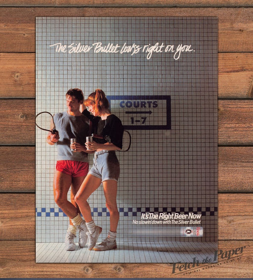 Coors Light Silver Bullet Racquetball Couple Courts Tile Print Ad 1988 1980s