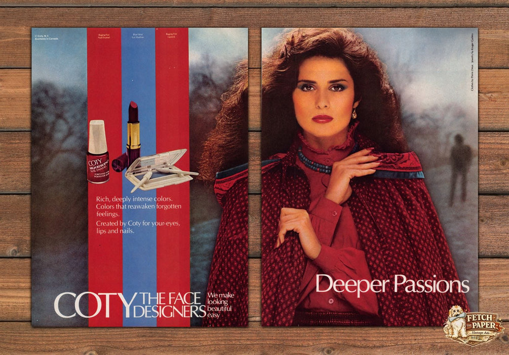 Coty Face Designers Makeup Nail Enamel Lipstick Print Ad 1981 1980s