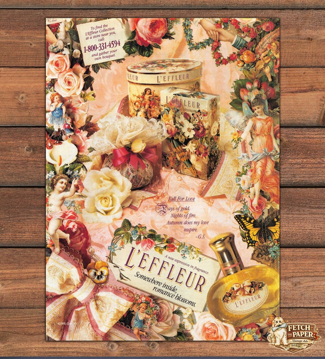 Coty L'Effleur Somewhere Inside Romance Blossoms Fragrance Print Ad 1991 1990s