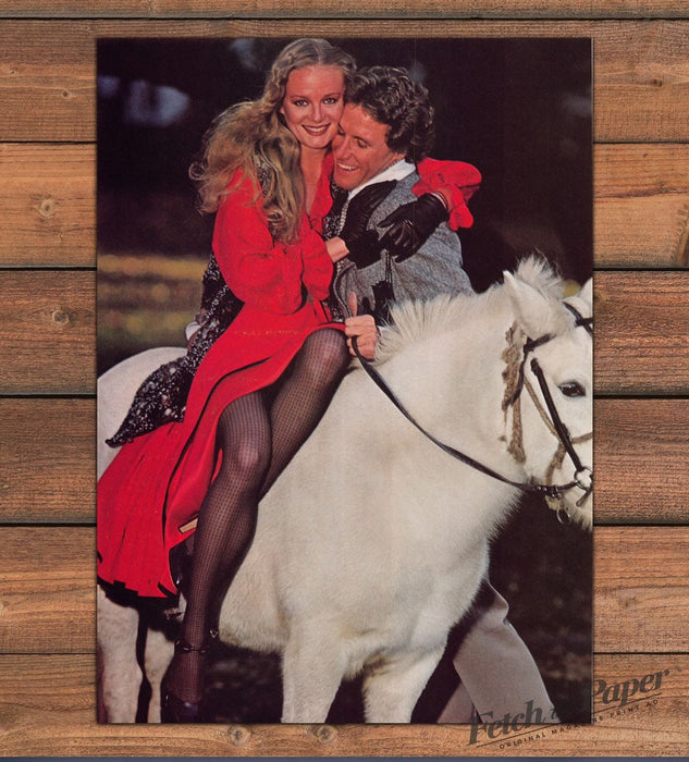 Couple White Horse Red Dress Fishnet Tights Magazine Photo 1979 1970s