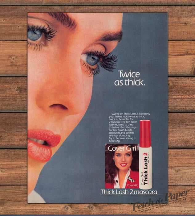 Cover Girl 1980s Print Advertisement 1986 Carol Alt Thick Lash 2 Ad